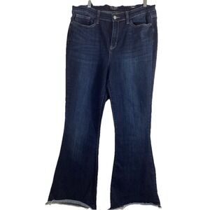 Judy Blue Flare Jeans Womens 15/32 Stretch Dark Wash High Rise Raw Hem Denim